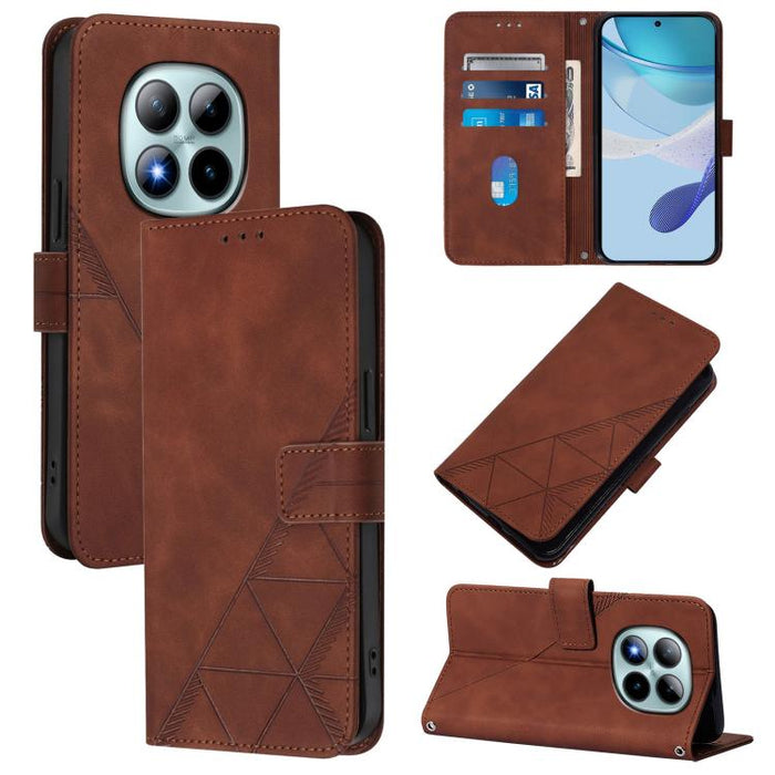 Funda para teléfono con tapa de cuero con relieve 3D y diseño cruzado, For Redmi A5 4G 171.7mm, For Redmi K90 Max 5G, For Redmi A7 Pro 4G/5G 171mm / Poco C85x 5G, For Redmi 15a 5G Global, For Redmi Turbo 5 5G Global/Poco X8 Pro 5G                      ...