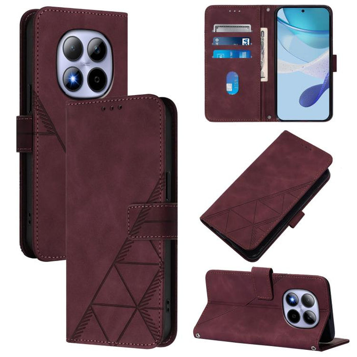 Funda para teléfono con tapa de cuero con relieve 3D y diseño cruzado, For Redmi A5 4G 171.7mm, For Redmi K90 Max 5G, For Redmi A7 Pro 4G/5G 171mm / Poco C85x 5G, For Redmi 15a 5G Global, For Redmi Turbo 5 5G Global/Poco X8 Pro 5G                      ...