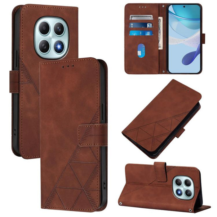 Funda para teléfono con tapa de cuero con relieve 3D y diseño cruzado, For Redmi A5 4G 171.7mm, For Redmi K90 Max 5G, For Redmi A7 Pro 4G/5G 171mm / Poco C85x 5G, For Redmi 15a 5G Global, For Redmi Turbo 5 5G Global/Poco X8 Pro 5G                      ...