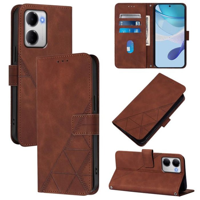 Funda para teléfono con tapa de cuero con relieve 3D y diseño cruzado, For Redmi A5 4G 171.7mm, For Redmi K90 Max 5G, For Redmi A7 Pro 4G/5G 171mm / Poco C85x 5G, For Redmi 15a 5G Global, For Redmi Turbo 5 5G Global/Poco X8 Pro 5G                      ...