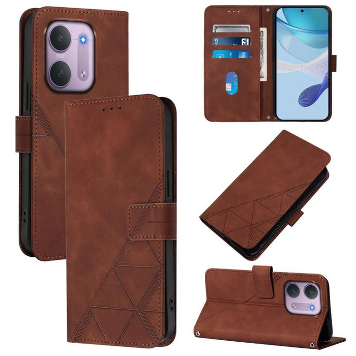 Funda para teléfono con tapa de cuero con relieve 3D y diseño cruzado, For Redmi A5 4G 171.7mm, For Redmi K90 Max 5G, For Redmi A7 Pro 4G/5G 171mm / Poco C85x 5G, For Redmi 15a 5G Global, For Redmi Turbo 5 5G Global/Poco X8 Pro 5G                      ...