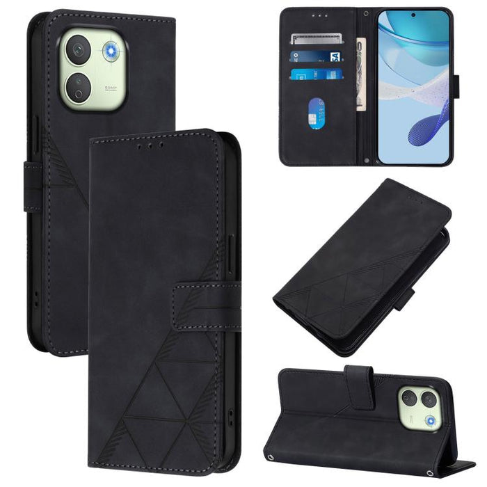 Funda para teléfono con tapa de cuero con relieve 3D y diseño cruzado, For Redmi A5 4G 171.7mm, For Redmi K90 Max 5G, For Redmi A7 Pro 4G/5G 171mm / Poco C85x 5G, For Redmi 15a 5G Global, For Redmi Turbo 5 5G Global/Poco X8 Pro 5G                      ...