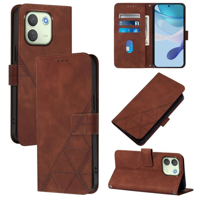 Funda para teléfono con tapa de cuero con relieve 3D y diseño cruzado, For Redmi A5 4G 171.7mm, For Redmi K90 Max 5G, For Redmi A7 Pro 4G/5G 171mm / Poco C85x 5G, For Redmi 15a 5G Global, For Redmi Turbo 5 5G Global/Poco X8 Pro 5G                      ...