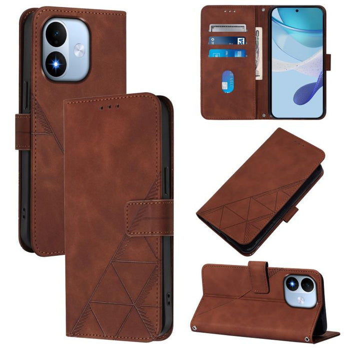 Funda para teléfono con tapa de cuero con relieve 3D y diseño cruzado, For Redmi A5 4G 171.7mm, For Redmi K90 Max 5G, For Redmi A7 Pro 4G/5G 171mm / Poco C85x 5G, For Redmi 15a 5G Global, For Redmi Turbo 5 5G Global/Poco X8 Pro 5G                      ...