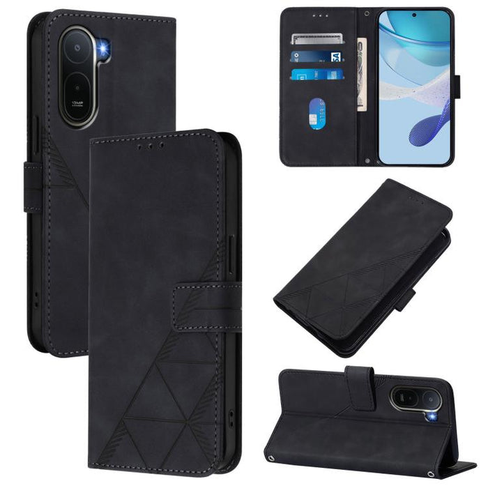 Funda para teléfono con tapa de cuero con relieve 3D y diseño cruzado, For Redmi A5 4G 171.7mm, For Redmi K90 Max 5G, For Redmi A7 Pro 4G/5G 171mm / Poco C85x 5G, For Redmi 15a 5G Global, For Redmi Turbo 5 5G Global/Poco X8 Pro 5G                      ...