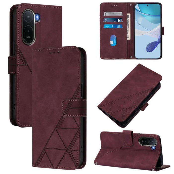 Funda para teléfono con tapa de cuero con relieve 3D y diseño cruzado, For Redmi A5 4G 171.7mm, For Redmi K90 Max 5G, For Redmi A7 Pro 4G/5G 171mm / Poco C85x 5G, For Redmi 15a 5G Global, For Redmi Turbo 5 5G Global/Poco X8 Pro 5G                      ...