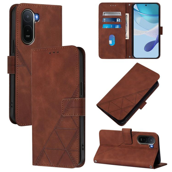 Funda para teléfono con tapa de cuero con relieve 3D y diseño cruzado, For Redmi A5 4G 171.7mm, For Redmi K90 Max 5G, For Redmi A7 Pro 4G/5G 171mm / Poco C85x 5G, For Redmi 15a 5G Global, For Redmi Turbo 5 5G Global/Poco X8 Pro 5G                      ...