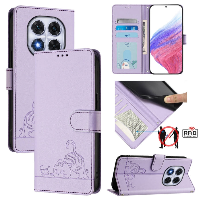 Funda para teléfono de cuero RFID con estampado en relieve de gato y rata y cordón, For Redmi A7 Pro 171mm / Poco C85x 5G, For Redmi 15a 5G Global, For Redmi Turbo 5 Max / Poco X8 Pro Max, For Redmi Turbo 5 5G / Poco X8 Pro 5G                          ...