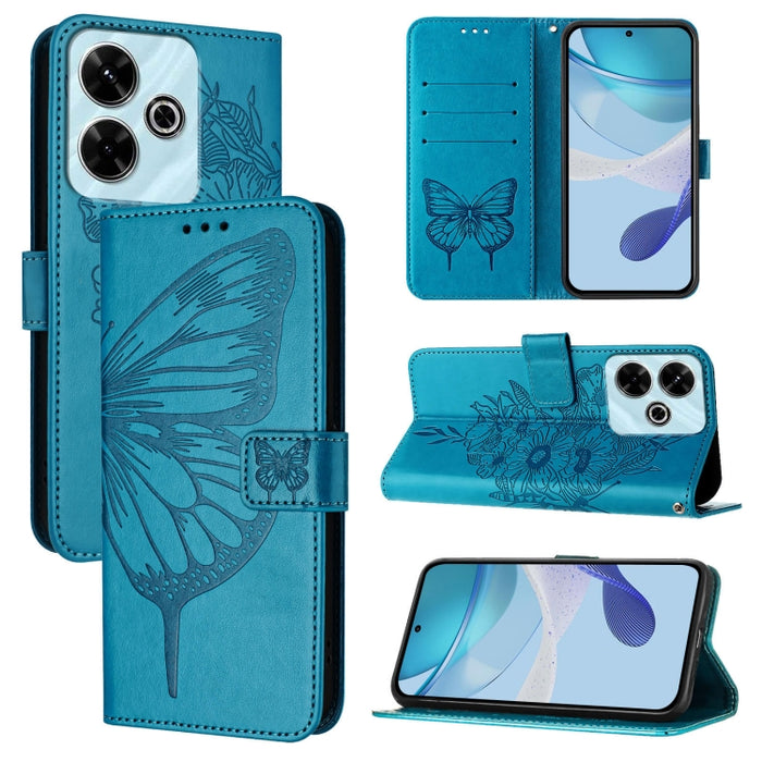 Funda de cuero para teléfono con diseño de mariposa en relieve, For Redmi Turbo 4, For Redmi Note 14 5G Global, For Redmi Note 14 Pro 4G, For Redmi Note 14 4G 163.25mm, For Redmi K70 Ultra 5G Global, For Redmi 13 4G