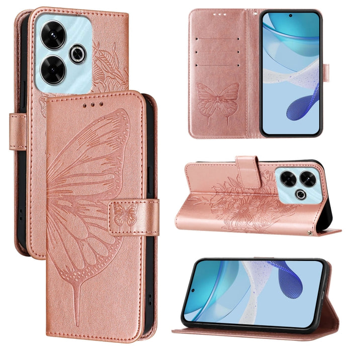 Funda de cuero para teléfono con diseño de mariposa en relieve, For Redmi Turbo 4, For Redmi Note 14 5G Global, For Redmi Note 14 Pro 4G, For Redmi Note 14 4G 163.25mm, For Redmi K70 Ultra 5G Global, For Redmi 13 4G