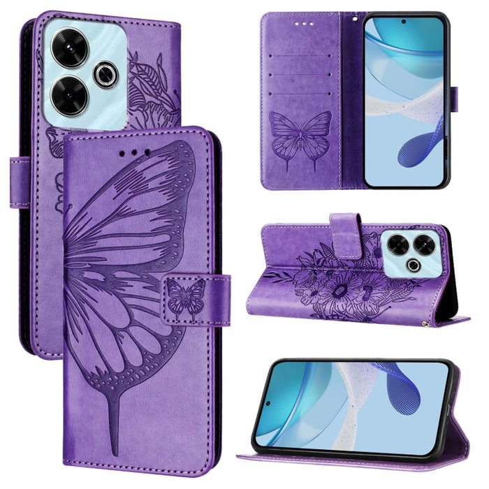Funda de cuero para teléfono con diseño de mariposa en relieve, For Redmi Turbo 4, For Redmi Note 14 5G Global, For Redmi Note 14 Pro 4G, For Redmi Note 14 4G 163.25mm, For Redmi K70 Ultra 5G Global, For Redmi 13 4G