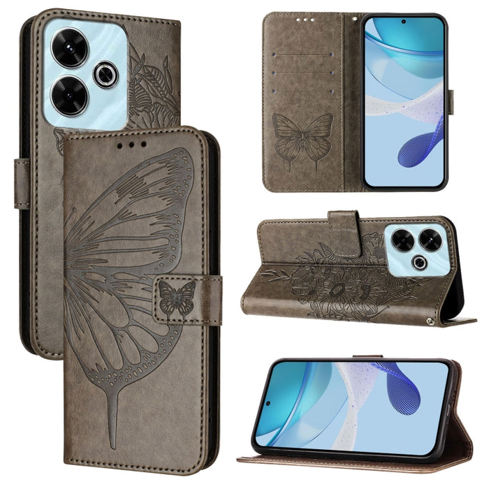 Funda de cuero para teléfono con diseño de mariposa en relieve, For Redmi Turbo 4, For Redmi Note 14 5G Global, For Redmi Note 14 Pro 4G, For Redmi Note 14 4G 163.25mm, For Redmi K70 Ultra 5G Global, For Redmi 13 4G