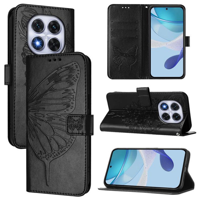 Funda de cuero para teléfono con diseño de mariposa en relieve, For Redmi Turbo 4, For Redmi Note 14 5G Global, For Redmi Note 14 Pro 4G, For Redmi Note 14 4G 163.25mm, For Redmi K70 Ultra 5G Global, For Redmi 13 4G