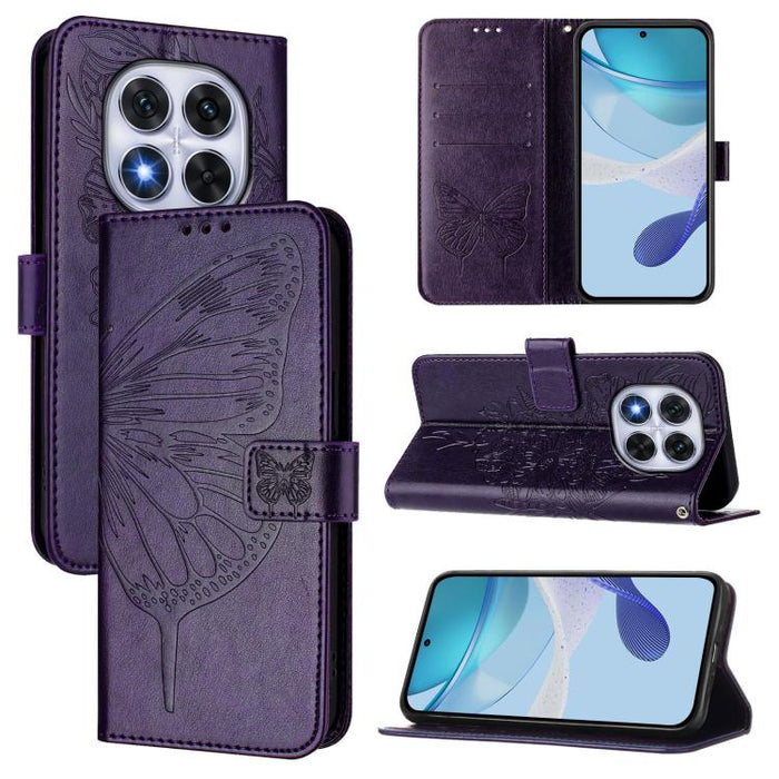 Funda de cuero para teléfono con diseño de mariposa en relieve, For Redmi Turbo 4, For Redmi Note 14 5G Global, For Redmi Note 14 Pro 4G, For Redmi Note 14 4G 163.25mm, For Redmi K70 Ultra 5G Global, For Redmi 13 4G
