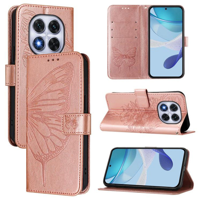 Funda de cuero para teléfono con diseño de mariposa en relieve, For Redmi Turbo 4, For Redmi Note 14 5G Global, For Redmi Note 14 Pro 4G, For Redmi Note 14 4G 163.25mm, For Redmi K70 Ultra 5G Global, For Redmi 13 4G
