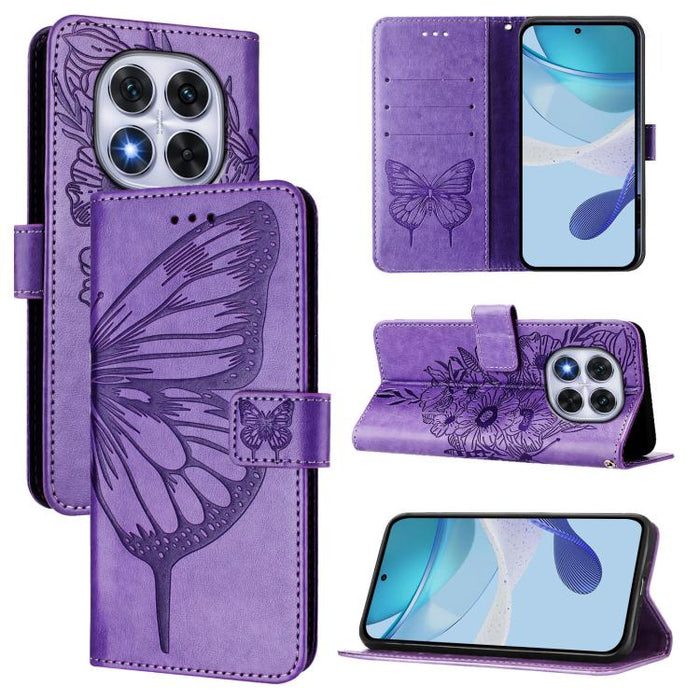 Funda de cuero para teléfono con diseño de mariposa en relieve, For Redmi Turbo 4, For Redmi Note 14 5G Global, For Redmi Note 14 Pro 4G, For Redmi Note 14 4G 163.25mm, For Redmi K70 Ultra 5G Global, For Redmi 13 4G