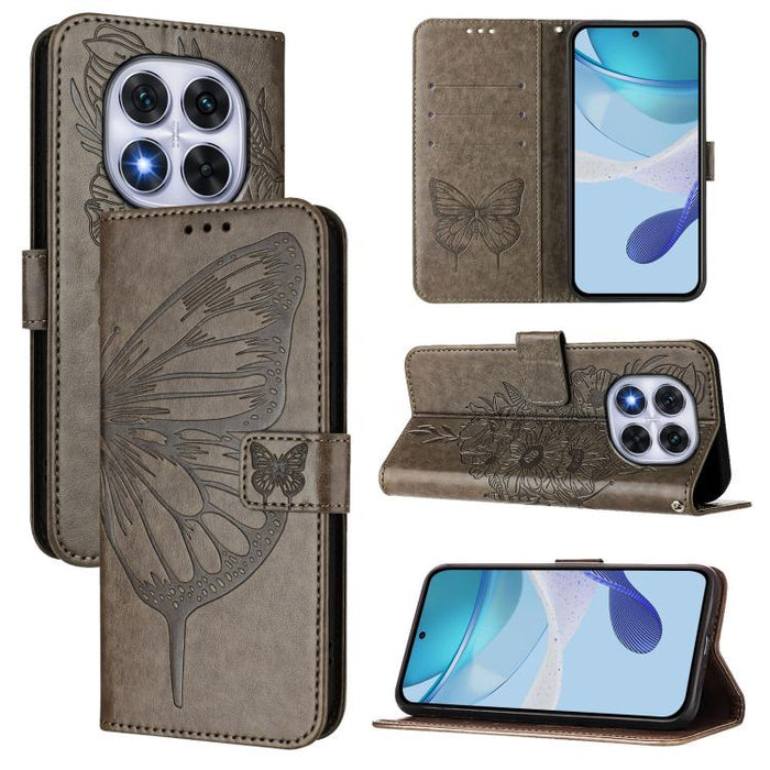 Funda de cuero para teléfono con diseño de mariposa en relieve, For Redmi Turbo 4, For Redmi Note 14 5G Global, For Redmi Note 14 Pro 4G, For Redmi Note 14 4G 163.25mm, For Redmi K70 Ultra 5G Global, For Redmi 13 4G