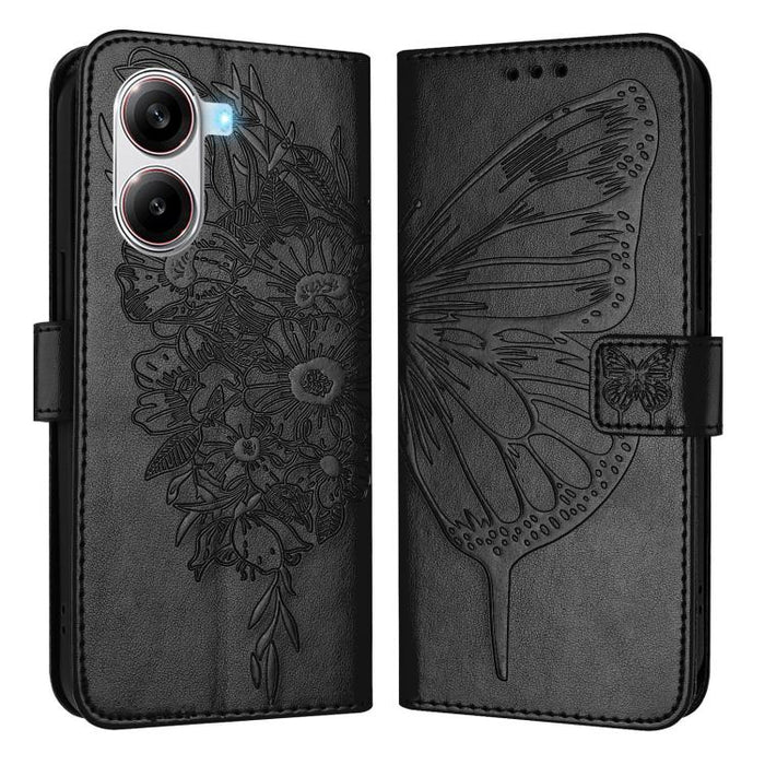 Funda de cuero para teléfono con diseño de mariposa en relieve, For Redmi Turbo 4, For Redmi Note 14 5G Global, For Redmi Note 14 Pro 4G, For Redmi Note 14 4G 163.25mm, For Redmi K70 Ultra 5G Global, For Redmi 13 4G