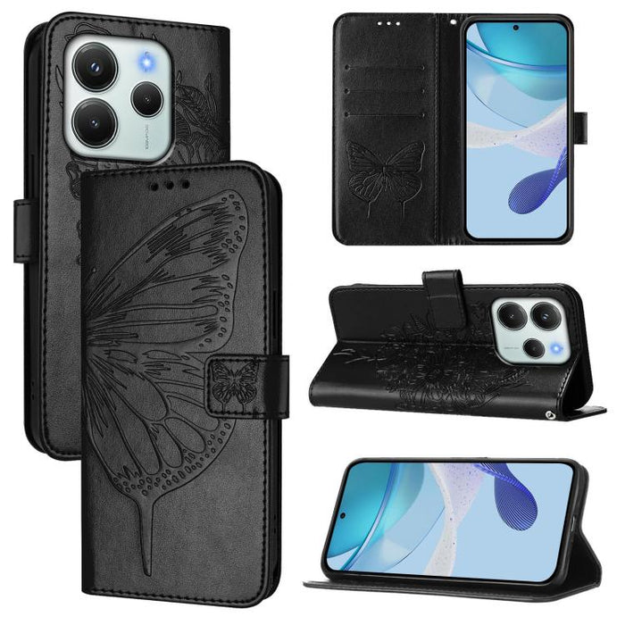 Funda de cuero para teléfono con diseño de mariposa en relieve, For Redmi Turbo 4, For Redmi Note 14 5G Global, For Redmi Note 14 Pro 4G, For Redmi Note 14 4G 163.25mm, For Redmi K70 Ultra 5G Global, For Redmi 13 4G