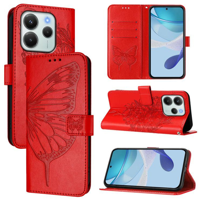 Funda de cuero para teléfono con diseño de mariposa en relieve, For Redmi Turbo 4, For Redmi Note 14 5G Global, For Redmi Note 14 Pro 4G, For Redmi Note 14 4G 163.25mm, For Redmi K70 Ultra 5G Global, For Redmi 13 4G