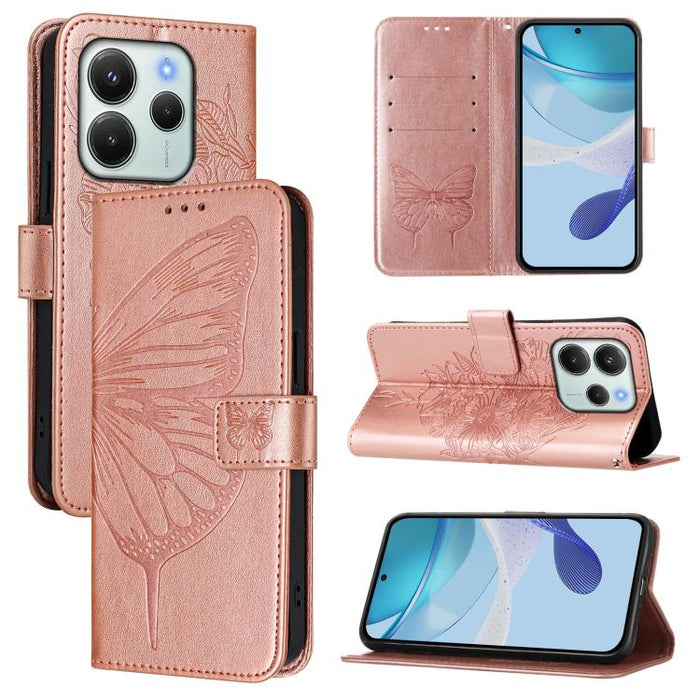 Funda de cuero para teléfono con diseño de mariposa en relieve, For Redmi Turbo 4, For Redmi Note 14 5G Global, For Redmi Note 14 Pro 4G, For Redmi Note 14 4G 163.25mm, For Redmi K70 Ultra 5G Global, For Redmi 13 4G