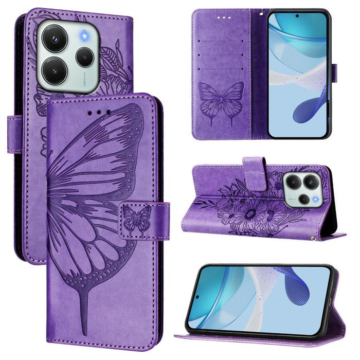 Funda de cuero para teléfono con diseño de mariposa en relieve, For Redmi Turbo 4, For Redmi Note 14 5G Global, For Redmi Note 14 Pro 4G, For Redmi Note 14 4G 163.25mm, For Redmi K70 Ultra 5G Global, For Redmi 13 4G