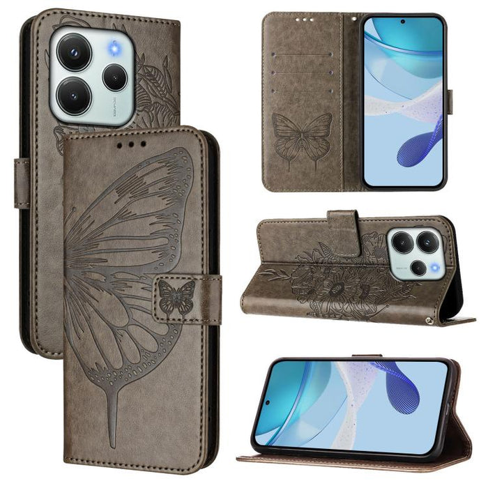 Funda de cuero para teléfono con diseño de mariposa en relieve, For Redmi Turbo 4, For Redmi Note 14 5G Global, For Redmi Note 14 Pro 4G, For Redmi Note 14 4G 163.25mm, For Redmi K70 Ultra 5G Global, For Redmi 13 4G