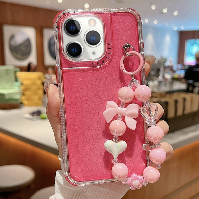 Funda para teléfono con cobertura total de TPU + PC + lentejuelas brillantes con pulsera, For iPhone 17 Pro Max, For iPhone 17 Pro, For iPhone 16 Pro Max, For iPhone 16 Pro, For iPhone 16 Plus, For iPhone 16, For iPhone 15 Pro Max, For iPhone 15 Pro   ...