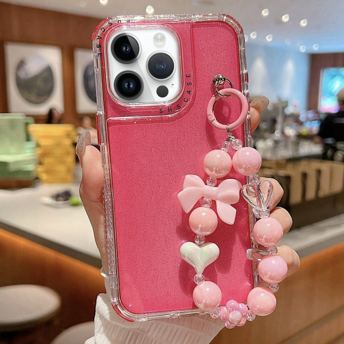 Funda para teléfono con cobertura total de TPU + PC + lentejuelas brillantes con pulsera, For iPhone 17 Pro Max, For iPhone 17 Pro, For iPhone 16 Pro Max, For iPhone 16 Pro, For iPhone 16 Plus, For iPhone 16, For iPhone 15 Pro Max, For iPhone 15 Pro   ...
