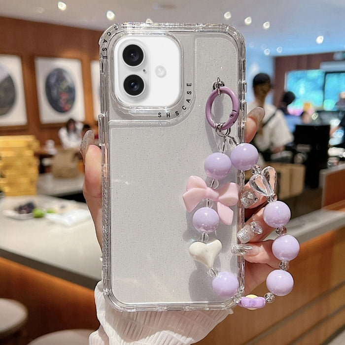 Funda para teléfono con cobertura total de TPU + PC + lentejuelas brillantes con pulsera, For iPhone 17 Pro Max, For iPhone 17 Pro, For iPhone 16 Pro Max, For iPhone 16 Pro, For iPhone 16 Plus, For iPhone 16, For iPhone 15 Pro Max, For iPhone 15 Pro   ...