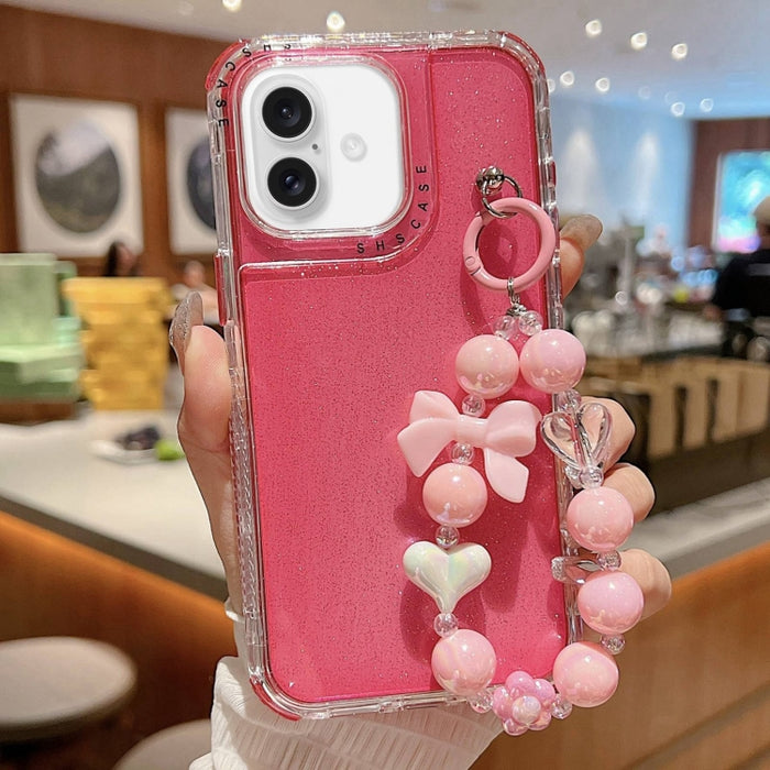 Funda para teléfono con cobertura total de TPU + PC + lentejuelas brillantes con pulsera, For iPhone 17 Pro Max, For iPhone 17 Pro, For iPhone 16 Pro Max, For iPhone 16 Pro, For iPhone 16 Plus, For iPhone 16, For iPhone 15 Pro Max, For iPhone 15 Pro   ...