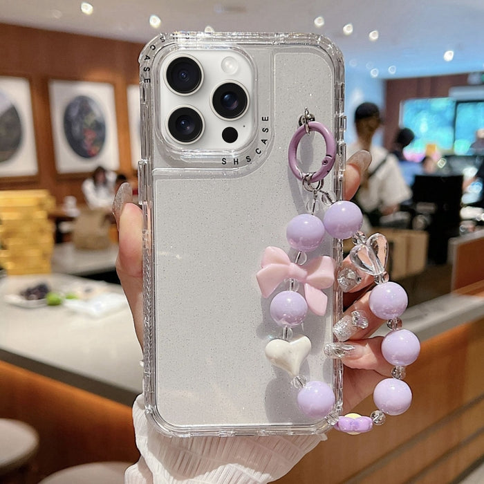 Funda para teléfono con cobertura total de TPU + PC + lentejuelas brillantes con pulsera, For iPhone 17 Pro Max, For iPhone 17 Pro, For iPhone 16 Pro Max, For iPhone 16 Pro, For iPhone 16 Plus, For iPhone 16, For iPhone 15 Pro Max, For iPhone 15 Pro   ...