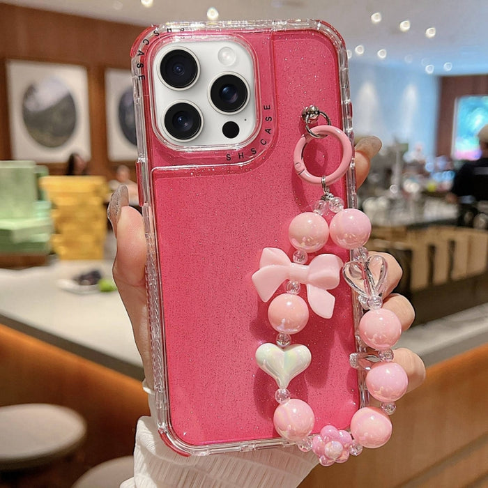 Funda para teléfono con cobertura total de TPU + PC + lentejuelas brillantes con pulsera, For iPhone 17 Pro Max, For iPhone 17 Pro, For iPhone 16 Pro Max, For iPhone 16 Pro, For iPhone 16 Plus, For iPhone 16, For iPhone 15 Pro Max, For iPhone 15 Pro   ...