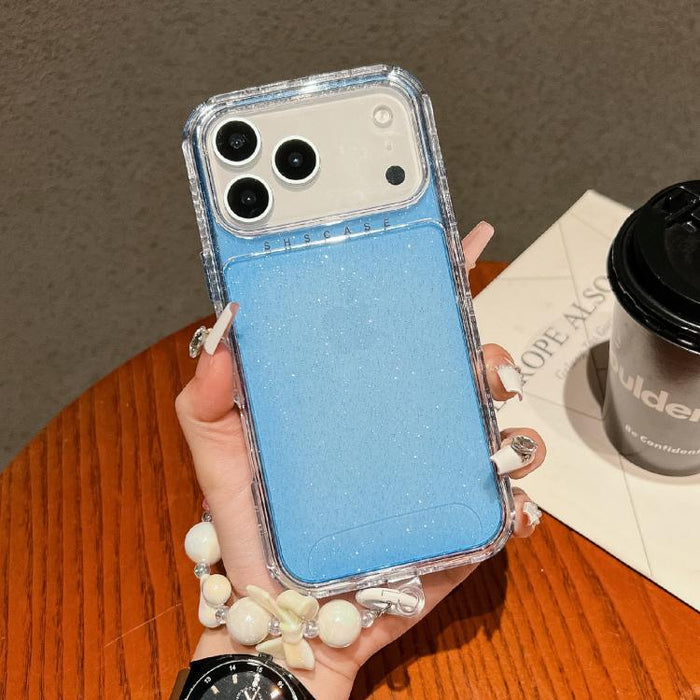 Funda para teléfono con cobertura total de TPU + PC + lentejuelas brillantes con pulsera, For iPhone 17 Pro Max, For iPhone 17 Pro, For iPhone 16 Pro Max, For iPhone 16 Pro, For iPhone 16 Plus, For iPhone 16, For iPhone 15 Pro Max, For iPhone 15 Pro   ...