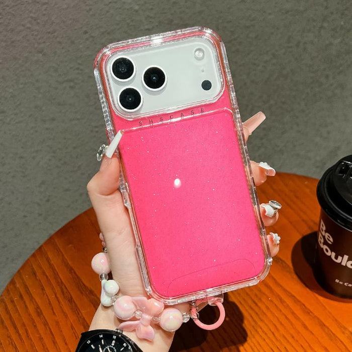 Funda para teléfono con cobertura total de TPU + PC + lentejuelas brillantes con pulsera, For iPhone 17 Pro Max, For iPhone 17 Pro, For iPhone 16 Pro Max, For iPhone 16 Pro, For iPhone 16 Plus, For iPhone 16, For iPhone 15 Pro Max, For iPhone 15 Pro   ...