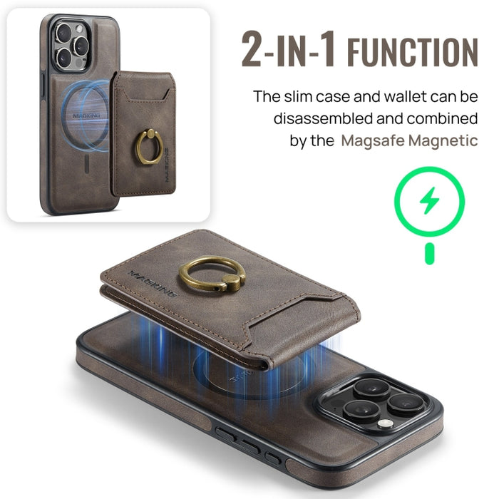 Funda para teléfono con tapa trasera RFID y billetera desmontable MagSafe DG.MING K1, For iPhone 13, For iPhone 12, For iPhone 12 Pro Max, For iPhone 12 Pro
