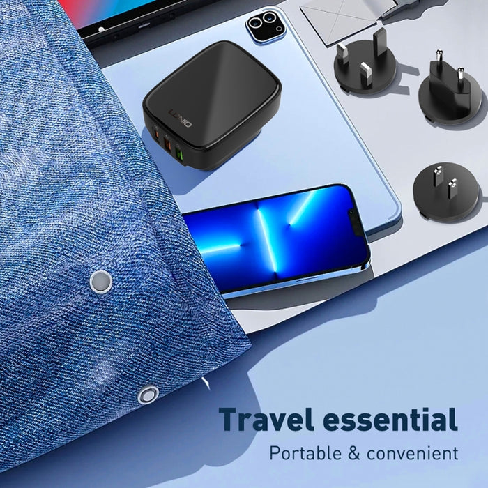 Cargador LDNIO Q334 de 32 W tipo C + puerto USB doble con cable de datos micro USB, EU Plug, UK Plug, US Plug