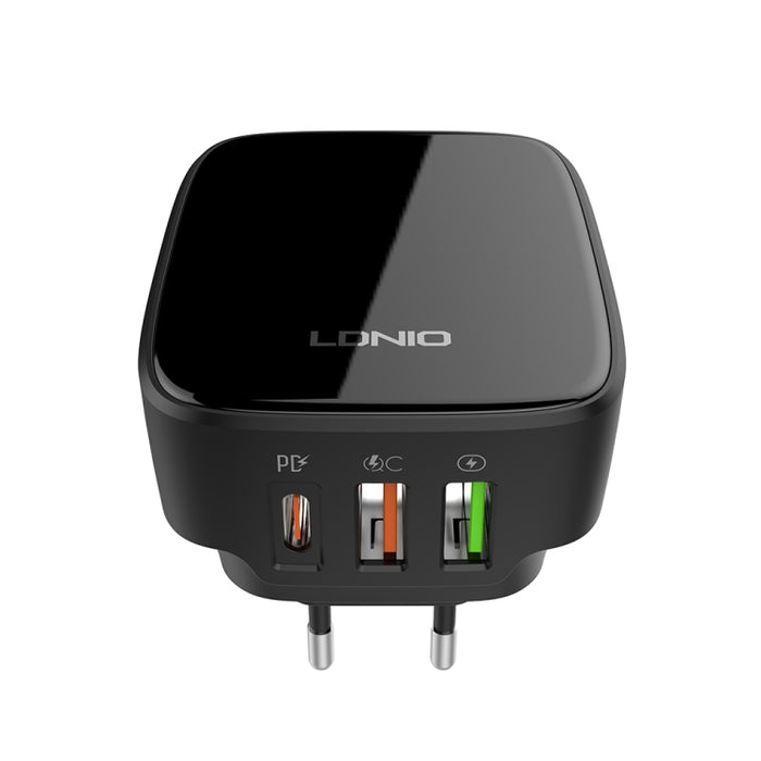 Cargador LDNIO Q334 de 32 W tipo C + puerto USB doble con cable de datos USB-C/Tipo C a USB-C/Tipo C, EU Plug, UK Plug, US Plug