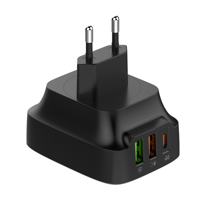 Cargador LDNIO Q334 de 32 W tipo C + puerto USB doble con cable de datos USB-C/Tipo C a USB-C/Tipo C, EU Plug, UK Plug, US Plug