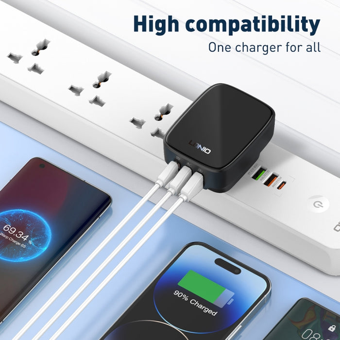 Cargador LDNIO Q334 de 32 W tipo C + puerto USB doble con cable de datos USB-C/Tipo C a USB-C/Tipo C, EU Plug, UK Plug, US Plug