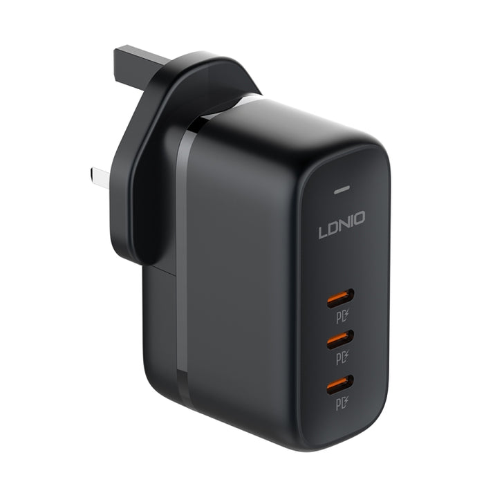 Cargador de interfaz LDNIO Q367 65W GaN con 3 puertos USB-C/Tipo-C y cable de datos USB-C/Tipo-C a USB-C/Tipo-C, EU Plug, UK Plug, US Plug