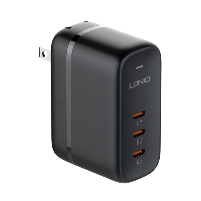 Cargador de interfaz LDNIO Q367 65W GaN con 3 puertos USB-C/Tipo-C y cable de datos USB-C/Tipo-C a USB-C/Tipo-C, EU Plug, UK Plug, US Plug