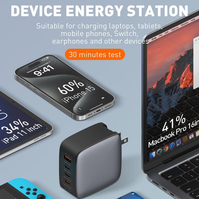 Cargador de interfaz USB+3 USB-C/Tipo C GaN de 100 W LDNIO Q408 con cable de datos USB-C/Tipo C a USB-C/Tipo C de 100 W, EU Plug, UK Plug, US Plug