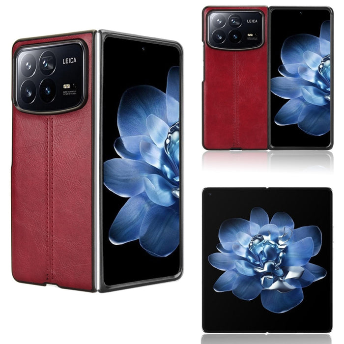 Funda para teléfono con tapa trasera cosida con patrón de vaca, For Xiaomi Mix Flip 2, For Xiaomi Mix Flip, For Xiaomi Mix Fold 4