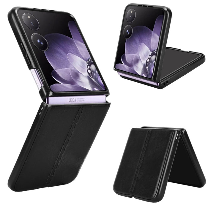 Funda para teléfono con tapa trasera cosida con patrón de vaca, For Xiaomi Mix Flip 2, For Xiaomi Mix Flip, For Xiaomi Mix Fold 4