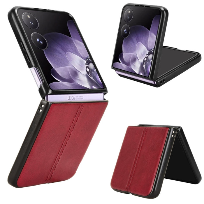 Funda para teléfono con tapa trasera cosida con patrón de vaca, For Xiaomi Mix Flip 2, For Xiaomi Mix Flip, For Xiaomi Mix Fold 4