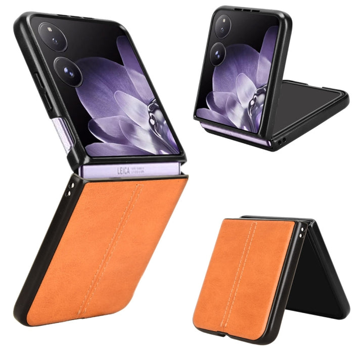 Funda para teléfono con tapa trasera cosida con patrón de vaca, For Xiaomi Mix Flip 2, For Xiaomi Mix Flip, For Xiaomi Mix Fold 4