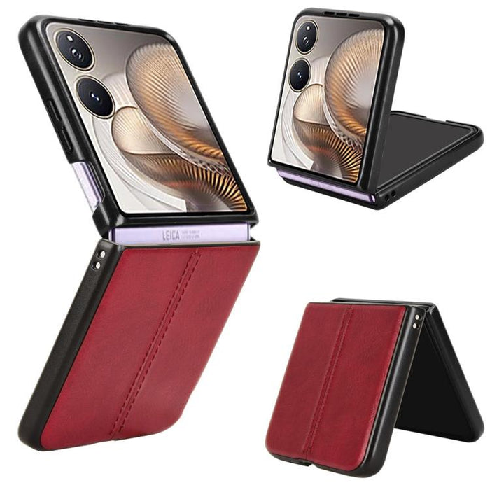 Funda para teléfono con tapa trasera cosida con patrón de vaca, For Xiaomi Mix Flip 2, For Xiaomi Mix Flip, For Xiaomi Mix Fold 4
