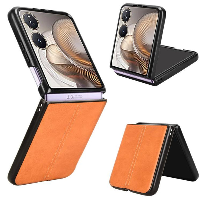 Funda para teléfono con tapa trasera cosida con patrón de vaca, For Xiaomi Mix Flip 2, For Xiaomi Mix Flip, For Xiaomi Mix Fold 4