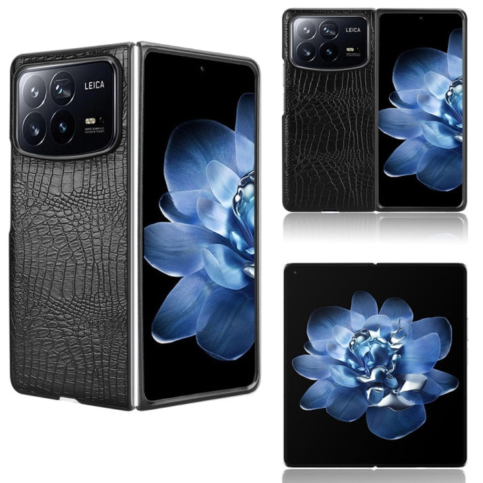 Funda trasera para teléfono con textura de cocodrilo, For Xiaomi Mix Flip 2, For Xiaomi Mix Flip, For Xiaomi Mix Fold 4